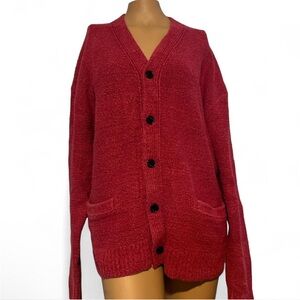 Pink Abercrombie & Fitch Oversized Button-Up  Sweater